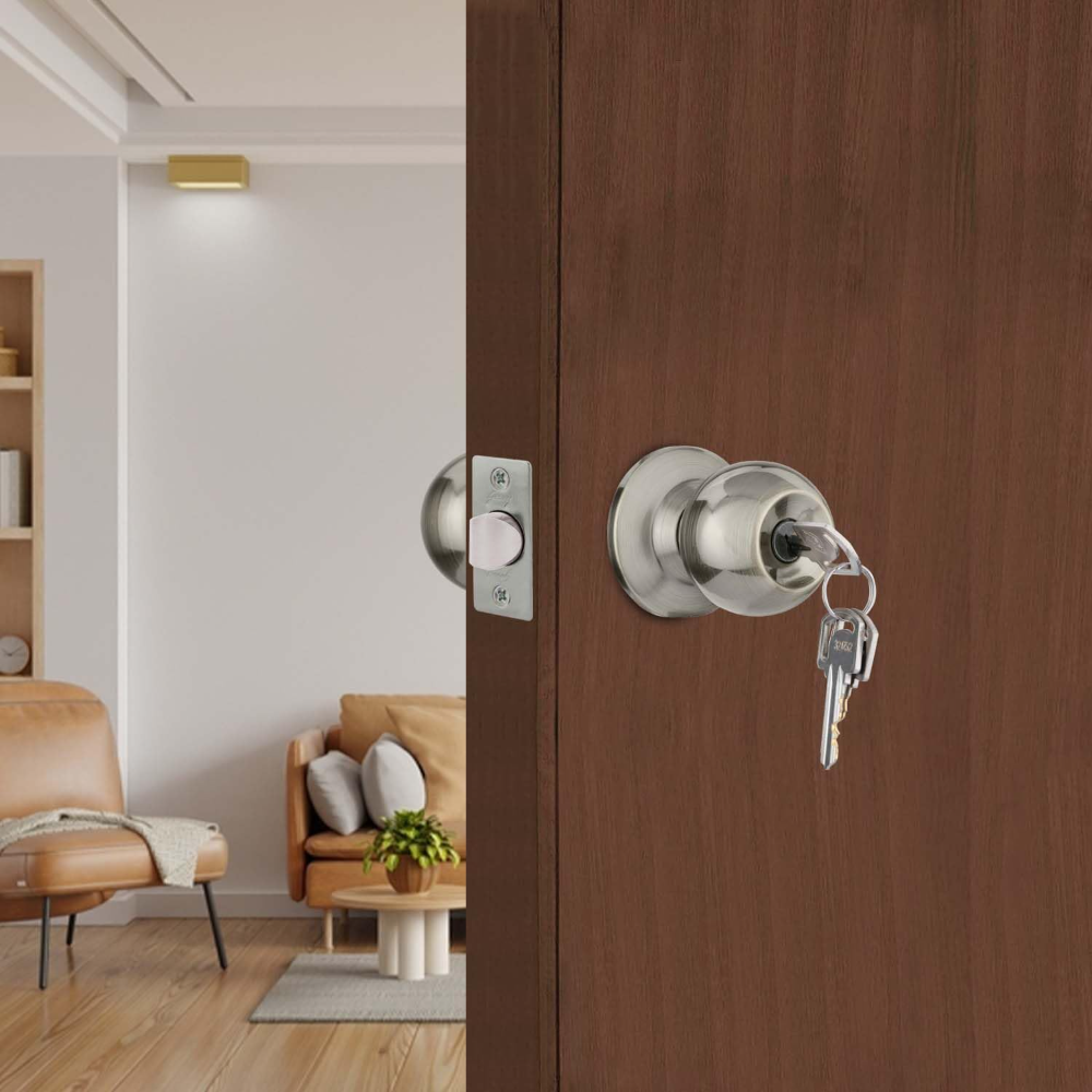 Godrej Cylindrical Lock I With 3 keys I For bedroom, For Home & Office I Suitable for Left Right, Inside&Outside Opening Doors I Backset 70mm I Antique Brass Finish I 5 Years Warranty